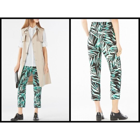 💕BCBGMaxAzria💕 Hawaiian Palms Print Crop Pants - Picture 1 of 8